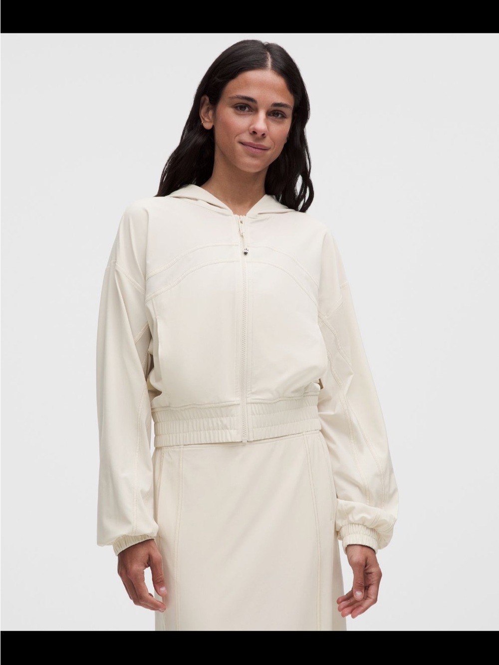 Cropped Hooded Zip Jacket in Cream Lululemon